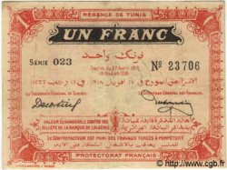 1 Franc TUNISIA  1918 P.36e VF