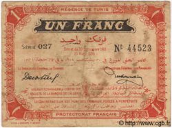 1 Franc TUNISIA  1918 P.40 B a MB