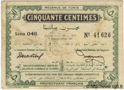 50 Centimes TUNISIA  1919 P.45a q.BB