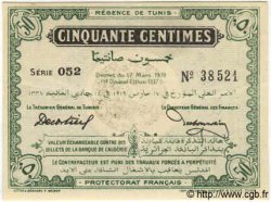 50 Centimes TUNISIA  1919 P.45a XF