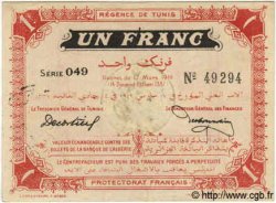 1 Franc TUNESIEN  1919 P.46a VZ