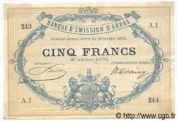 5 Francs FRANCE régionalisme et divers Arras 1870 BPM.082.01 SUP
