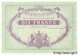 10 Francs Non émis FRANCE regionalismo y varios Arras 1870 BPM.082.01 FDC