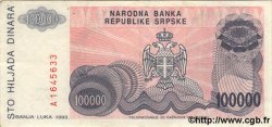 100000 Dinara BOSNIA HERZEGOVINA  1993 P.151a XF