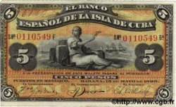 5 Pesos CUBA  1896 P.048a TTB+