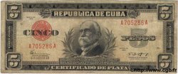5 Pesos CUBA  1943 P.070e F
