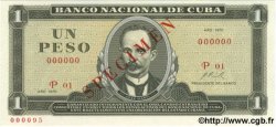 1 Peso Spécimen CUBA  1970 P.102as UNC