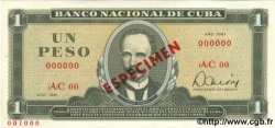 1 Peso Spécimen CUBA  1981 P.102b FDC