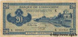 20 Piastres bleu INDOCHINE FRANÇAISE  1943 P.065 TB+