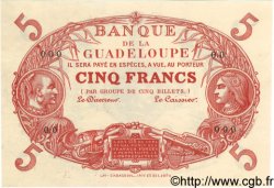 5 Francs Cabasson rouge GUADELOUPE  1874 P.07 q.FDC