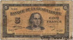 5 Francs GUADELOUPE  1942 P.21b VG