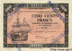 500 Francs Spécimen GUADELOUPE  1942 P.24bs VF