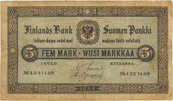 5 Markkaa FINLAND  1886 P.A50b F-