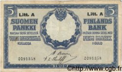 5 Markkaa FINLAND  1909 P.024a VF