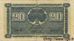 20 Markkaa FINLANDIA  1945 P.078a MB