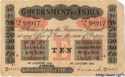 10 Rupees INDIA
 Calcutta 1915 P.A10e BC+