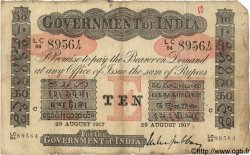 10 Rupees INDIA Calcutta 1917 P.A10f F