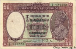 50 Rupees INDIA
 Bombay 1917 P.009b BB