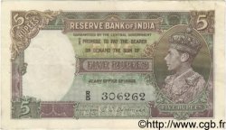 5 Rupees INDIA  1943 P.018b VF