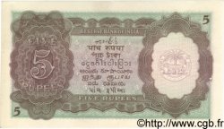 5 Rupees INDIA  1943 P.018b AU-