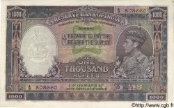 1000 Rupees INDIEN
 Bombay 1937 P.021a VZ