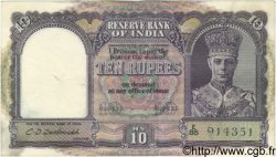 10 Rupees INDIA  1943 P.024 VF+