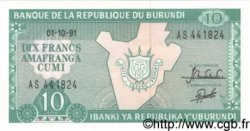 10 Francs BURUNDI  1991 P.33b NEUF