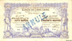 50 Rupees - 50 Roupies Spécimen INDE FRANÇAISE  1915 P.03bs TTB