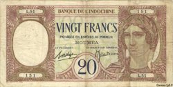 20 Francs NOUVELLE CALÉDONIE  1940 P.37b TB