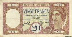20 Francs NOUVELLE CALÉDONIE  1940 P.37b TTB