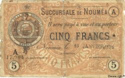 5 Francs NOUVELLE CALÉDONIE Nouméa 1875 P.02 B+