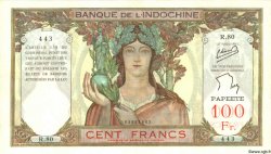 100 Francs TAHITI  1960 P.14c MBC+