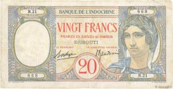 20 Francs DJIBUTI  1936 P.07A q.BB