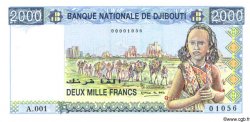 2000 Francs Petit numéro DJIBOUTI  1997 P.40 NEUF