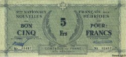 5 Francs NUEVAS HÉBRIDAS  1943 P.01 MBC+