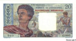 20 Francs Spécimen NOUVELLES HÉBRIDES  1945 P.08as NEUF