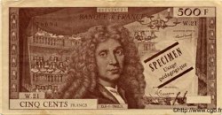 500 Francs MOLIÈRE Spécimen FRANCE regionalism and miscellaneous  1965  AU