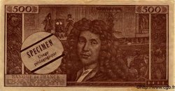 500 Francs MOLIÈRE Spécimen FRANCE regionalism and miscellaneous  1965  AU