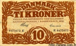 10 Kroner DENMARK  1919 P.021h VF+