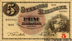 5 Kronor SUÈDE  1945 P.33m TTB