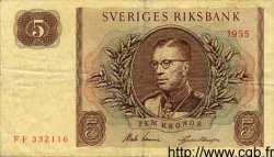 5 Kronor SUÈDE  1955 P.42a F