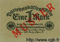 1 Mark  Spécimen GERMANIA  1922 P.061as FDC