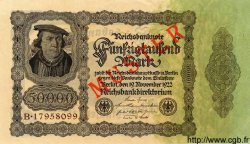 50000 Mark Spécimen GERMANY  1922 P.079s UNC-