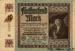 5000 Mark GERMANY  1922 P.081b F