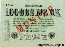 100000 Mark Spécimen GERMANY  1923 P.091as UNC-
