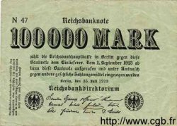 100000 Mark GERMANIA  1923 P.091a MB