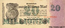 20 Millionen Mark GERMANY  1923 P.097b VF