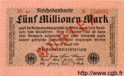 5 Millions Mark Spécimen GERMANIA  1923 P.105s q.FDC
