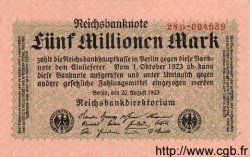5 Millionen Mark GERMANY  1923 P.105 VF+