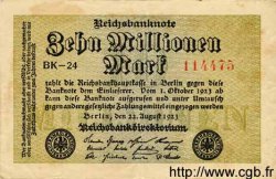 10 Millionen Mark GERMANY  1923 P.106a VF